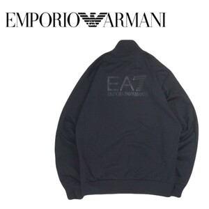 極美品 ルーマニア製 EA7 EMPORIO ARMANI ストレッチ ビッグロゴ トラック ジャケット ジャージ メンズM エンポリオアルマーニ 黒 2404112