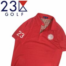 特大LL 極美品 最高級 23区 GOLF 吸水速乾 ストレッチ 切替 総柄 鹿の子 半袖ポロシャツ メンズ オンワード樫山 ゴルフウェア 2404157_画像1