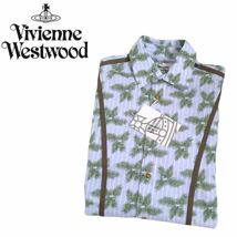 新品 最高級 リネン混 Vivienne Westwood MAN オーブ刺繍 総柄 長袖シャツ ドレスシャツ メンズ44 ヴィヴィアンウエストウッド 2404213_画像1