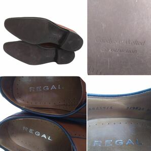 美品 最高級 REGAL 本革 レザー グッドイヤーウェルテッド メダリオン ドレスシューズ ビジネスシューズ メンズ 25cm リーガル 革靴2404252の画像5
