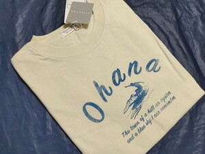 Ｌ寸・半袖新品／ohanaプリントTシャツ◆アイスイエロー