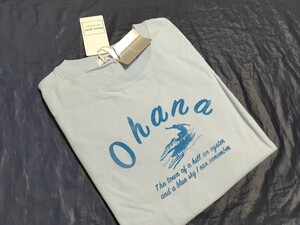 LL寸・半袖新品／ohanaプリントTシャツ◆アイスブルー