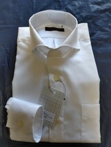 Ｌ寸・新品／日本製・無地ホリゾンタルカラーシャツ■白色マイクロドビー_画像2