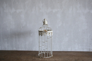  Britain antique * old iron made bird cage / bird cage /. basket / candle stand / objet d'art / store furniture / display / England Vintage miscellaneous goods furniture 