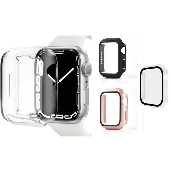 【45mm クリア】アップルウォッチ専用カバー ガラスフィルム 保護カバー 9H 高強度 Apple Watch Series 7 カラー