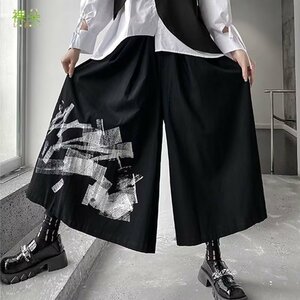  new goods ~3L4L5L paint art pattern mode series wide pants black 