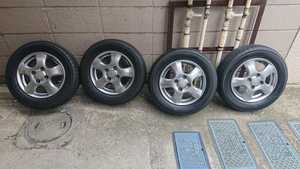 美品　ホンダ純正 155/70R13 13インチ 4H 100 4.00B +45ハブ約56mm アルミホイール バモス タイヤ21年 山有り YOKOHAMA ECOS