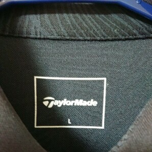 美品 Taylormade GOLF テーラーメイド ゴルフ スポーツ トレーニングウェア トップス シャツ 半袖 ポロシャツ 黒 ブラック ボタニカル 葉 Lの画像5