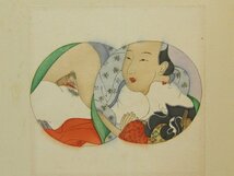 【心庵】二枚折　小屏風　貼混ぜ　絹本　春画／肉筆　六画　無落款　美人画　TL100_画像4