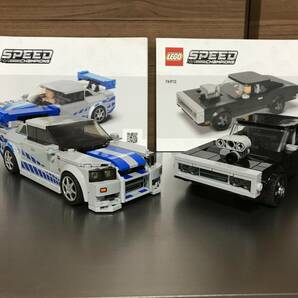 中古 レゴ LEGO スピードチャンピオン ワイルドスピード スカイライン GT-R (R34) 76917 1970 ダッジ チャージャー R/T 76912 2台セットの画像1