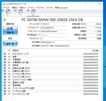 ◎中古 WD 256GB SSD SN740 NVMe PCle Gen4×4 SDDPTQD-256G-1012 使用時間:1時間 電源投入回数:27回_画像3