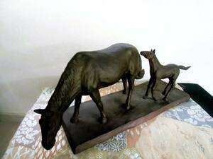 豊廣 作　金属作家　巾約40cm 馬　ブロンズ　ブロンズ像　銅　金属　置物　在銘　ビンテージ 