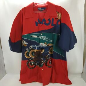 【中古】 RALPH LAUREN ラルフローレン アロハシャツ メンズ レッド SIZE L ◆3104/磐田店