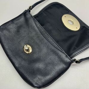 Y■① COACH コーチ ミニ ショルダーバッグ ブラック 黒 ゴールド金具 無地 レザー 斜めがけ 鞄 バッグ ポーチ ポシェット ビンテージ ？ の画像5