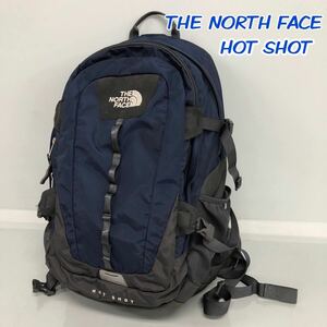 H■ ① THE NORTH FACE ノースフェイス HOT SHOT リュックサック ネイビー×ブラック ナイロン バックパック デイパック アウトドア 