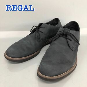 H■ REGAL リーガル worth collection プレーントゥシューズ 25.5cm メンズ レースアップシューズ マット ダークグレー スエード 靴 