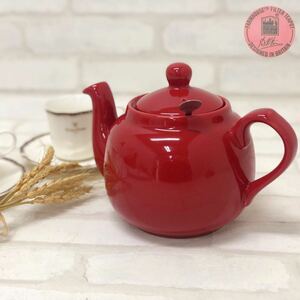 T■① London Pottery ロンドンポタリー 4cup 1200ml Tea Pot ティーポット レッド 茶器 英国ブランド プレーン ティーストレーナー 美品