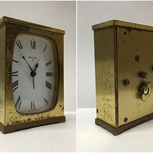 SU■ジャンク■ SWIZA 8 スウィザ 置き時計 ゴールドカラー ゼンマイ式 スイス製 置時計 時計 クォーツ アンティーク コレクションの画像8