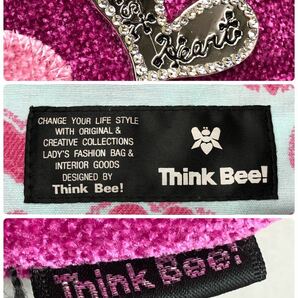 H■② Think Bee シンクビー Just Heart ジャストハート トートバッグ ハート柄 ピンク 丸底 肩掛け ハンドバッグ 鞄 レディース 女性の画像9