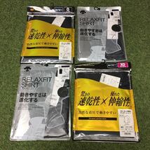 RK1071 ZETT ゼット クルーネック長袖 デサント 丸首ノースリーブ アンダーシャツ XO Oサイズ ネイビー 4点まとめ 未使用 展示品 ウェア_画像1