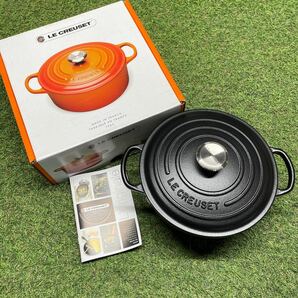 GX523 LE CREUSET ル・クルーゼ 両手鍋2117720-20cm ココット ロンド ホーロー鍋 料理 調理器具 ブラック 箱汚れ有り 未使用 保管品 鍋の画像1