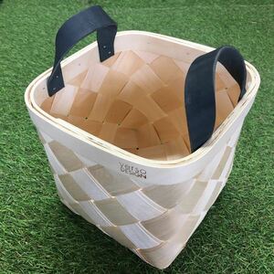 GX678 VERSO DESIGN ヴェルソ デザイン LASTU Birch Basket S black leathe 収納ボックス バスケット 木製 インテリア 未使用 保管品 カゴ