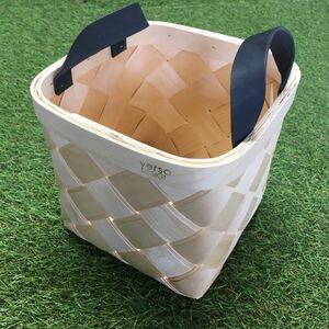 GX695 VERSO DESIGN ヴェルソ デザイン LASTU Birch Basket S black leathe 収納ボックス バスケット 木製 インテリア 未使用 保管品 カゴ