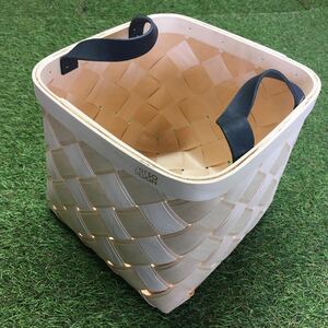 GX698 VERSO DESIGN ヴェルソ デザイン LASTU Birch Basket M black leathe 収納ボックス バスケット 木製 インテリア 未使用 保管品 カゴ