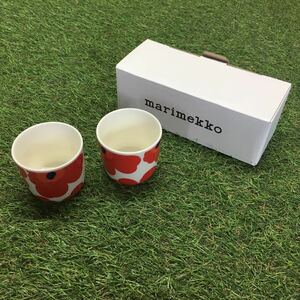 GX893 MARIMEKKO マリメッコ UNIKKO ウニッコ 067849-001 ラテマグカップ 2個セット食器 ホワイト.レッド 未使用 保管品 コップ