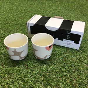 GX1080 MARIMEKKO マリメッコ UNIKKO ウニッコ 071833-183 コーヒーカップ 2個セット食器 クレイ×ホワイト 箱傷有り 未使用 保管品 コップ