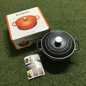 GX1502 LE CREUSET ル・クルーゼ 両手鍋2117720-20cm ココット ロンド ホーロー鍋 料理 調理器具 ブラック 箱汚れ破れ 未使用 保管品 鍋