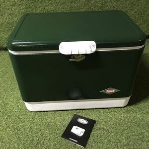 GX1271 Coleman コールマン STEEL BELTED 54QT グリーン クーラーボックス キャンプ 汚れ有り 未使用 保管品 アウトドア