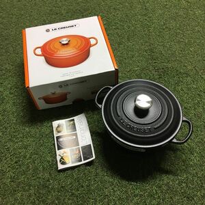 GX1504 LE CREUSET ル・クルーゼ 両手鍋2117720-20cm ココット ロンド ホーロー鍋 料理 調理器具 ブラック 箱汚れ破れ 未使用 保管品 鍋