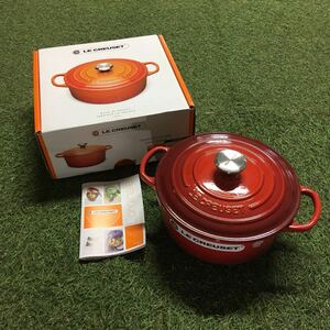 GX1506 LE CREUSET ル・クルーゼ 両手鍋2117720-20cm ココット ロンド ホーロー鍋 料理 調理器具 レッド 箱汚れ破れ 未使用 保管品 鍋