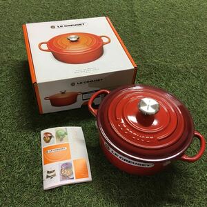 GX1524 LE CREUSET ル・クルーゼ 両手鍋2117720-20cm ココット ロンド ホーロー鍋 料理 調理器具 レッド 箱汚れ 箱破れ 未使用 保管品 鍋