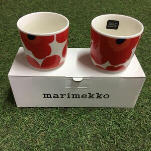 GX1533 marimekko マリメッコ ウニッコ 67849-001 ラテマグ2個セット レッド 食器 コップ 未使用 保管品 マグ