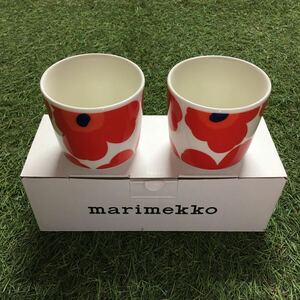 GX1538 marimekko マリメッコ ウニッコ 67849-001 ラテマグ2個セット レッド 食器 コップ 未使用 保管品 マグ