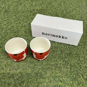 GX1723 MARIMEKKO マリメッコ UNIKKO ウニッコ 067849-001 ラテマグカップ 2個セット食器 ホワイト.レッド 未使用 保管品 コップ