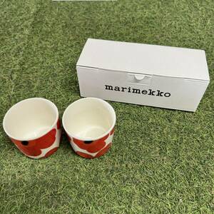 GX1724 MARIMEKKO マリメッコ UNIKKO ウニッコ 067849-001 ラテマグカップ 2個セット食器 ホワイト.レッド 未使用 保管品 コップ