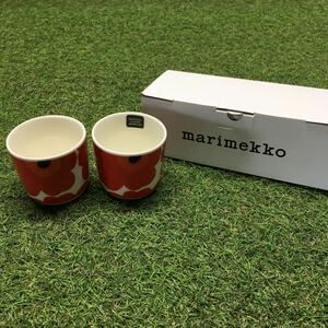 GX1600 MARIMEKKO マリメッコ UNIKKO ウニッコ 067849-001 ラテマグカップ 2個セット食器 ホワイト.レッド 未使用 保管品 コップ
