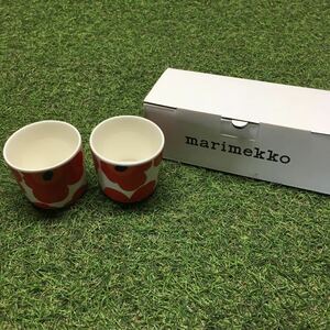 GX4210 MARIMEKKO マリメッコ UNIKKO ウニッコ 067849-001 ラテマグカップ 2個セット食器 ホワイト.レッド 未使用 保管品 コップ