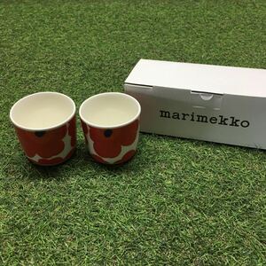 GX4215 MARIMEKKO マリメッコ UNIKKO ウニッコ 067849-001 ラテマグカップ 2個セット食器 ホワイト.レッド 未使用 保管品 コップ