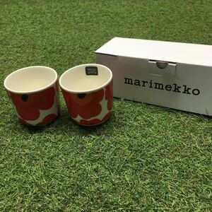 GX4219 MARIMEKKO マリメッコ UNIKKO ウニッコ 067849-001 ラテマグカップ 2個セット食器 ホワイト.レッド 未使用 保管品 コップ