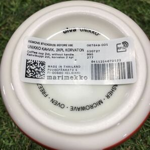 GX4221 MARIMEKKO マリメッコ UNIKKO ウニッコ 067849-001 ラテマグカップ 2個セット食器 ホワイト.レッド 未使用 保管品 コップの画像4