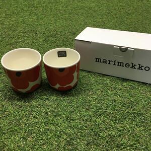 GX4225 MARIMEKKO マリメッコ UNIKKO ウニッコ 067849-001 ラテマグカップ 2個セット食器 ホワイト.レッド 未使用 保管品 コップ