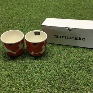 GX4231 MARIMEKKO マリメッコ UNIKKO ウニッコ 067849-001 ラテマグカップ 2個セット食器 ホワイト.レッド 未使用 保管品 コップ