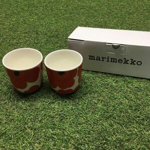 GX4236 MARIMEKKO マリメッコ UNIKKO ウニッコ 067849-001 ラテマグカップ 2個セット食器 ホワイト.レッド 未使用 保管品 コップ