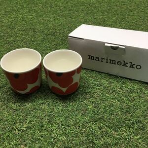 GX4238 MARIMEKKO マリメッコ UNIKKO ウニッコ 067849-001 ラテマグカップ 2個セット食器 ホワイト.レッド 未使用 保管品 コップ