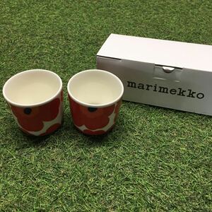 GX4401 MARIMEKKO マリメッコ UNIKKO ウニッコ 067849-001 ラテマグカップ 2個セット食器 ホワイト.レッド 未使用 保管品 コップ