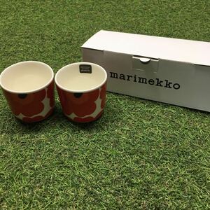 GX4402 MARIMEKKO マリメッコ UNIKKO ウニッコ 067849-001 ラテマグカップ 2個セット食器 ホワイト.レッド 未使用 保管品 コップ